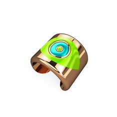 Palmira Mineli Nazar Yüzük - 18 ayar rose altın yüzük (Neon yeşil mineli) #1pafzo0