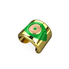 925 ayar altın kaplama gümüş yüzük (Yeşil mineli)