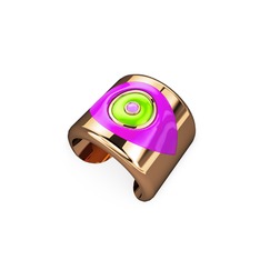 Palmira Mineli Nazar Yüzük - 925 ayar rose altın kaplama gümüş yüzük (Neon pembe mineli) #1qk84n2