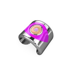 Palmira Mineli Nazar Yüzük - 18 ayar beyaz altın yüzük (Neon pembe mineli) #1the58i