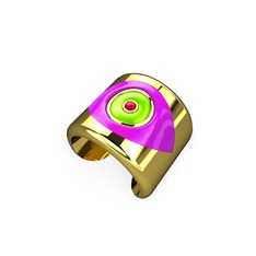 8 ayar altın yüzük (Neon pembe mineli)