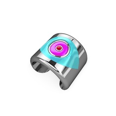 18 ayar beyaz altın yüzük (Pastel mavi mineli)