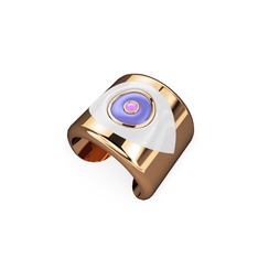 Palmira Mineli Nazar Yüzük - 925 ayar rose altın kaplama gümüş yüzük (Beyaz mineli) #68g58v