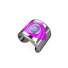 14 ayar beyaz altın yüzük (Neon pembe mineli)