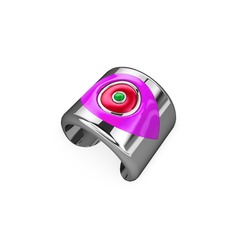 Palmira Mineli Nazar Yüzük - 14 ayar beyaz altın yüzük (Neon pembe mineli) #8mh9ch