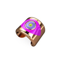Palmira Mineli Nazar Yüzük - 14 ayar rose altın yüzük (Neon pembe mineli) #b4ume4