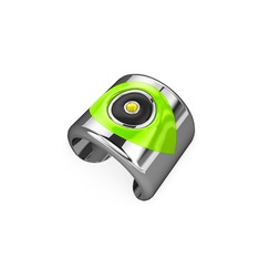 14 ayar beyaz altın yüzük (Neon yeşil mineli)