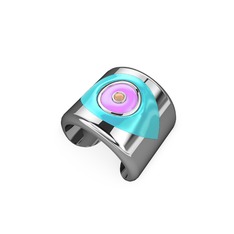 8 ayar beyaz altın yüzük (Pastel mavi mineli)