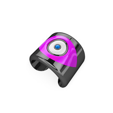 Palmira Mineli Nazar Yüzük - 925 ayar siyah rodyum kaplama gümüş yüzük (Neon pembe mineli) #f5kyuu