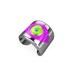 Palmira Mineli Nazar Yüzük - 14 ayar beyaz altın yüzük (Neon pembe mineli) #fk0tgo