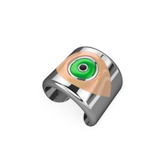 Palmira Mineli Nazar Yüzük - 8 ayar beyaz altın yüzük (Ekru mineli) #g5p5gf