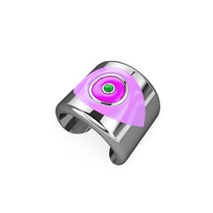 Palmira Mineli Nazar Yüzük - 8 ayar beyaz altın yüzük (Açık pembe mineli) #l7zd5k