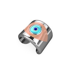 18 ayar beyaz altın yüzük (Pastel pembe mineli)