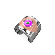 Palmira Mineli Nazar Yüzük - 18 ayar beyaz altın yüzük (Pastel pembe mineli) #ni2j77