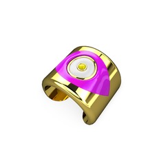 14 ayar altın yüzük (Neon pembe mineli)