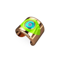 8 ayar rose altın yüzük (Neon yeşil mineli)