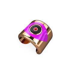 Palmira Mineli Nazar Yüzük - 8 ayar rose altın yüzük (Neon pembe mineli) #r1kqtk