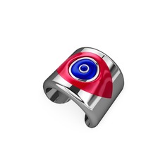 18 ayar beyaz altın yüzük (Kırmızı mineli)