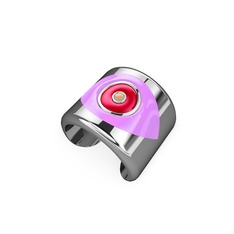 Palmira Mineli Nazar Yüzük - 8 ayar beyaz altın yüzük (Açık pembe mineli) #rxu2cd