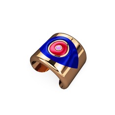 925 ayar rose altın kaplama gümüş yüzük (Lacivert mineli)