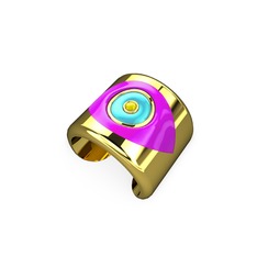 14 ayar altın yüzük (Neon pembe mineli)