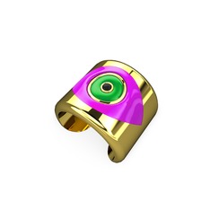Palmira Mineli Nazar Yüzük - 14 ayar altın yüzük (Neon pembe mineli) #ufmf06