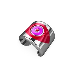 18 ayar beyaz altın yüzük (Kırmızı mineli)