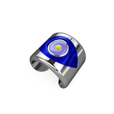 14 ayar beyaz altın yüzük (Lacivert mineli)