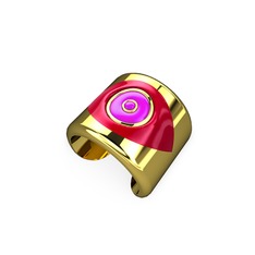 Palmira Mineli Nazar Yüzük - 14 ayar altın yüzük (Kırmızı mineli) #xpl62k