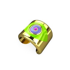 925 ayar altın kaplama gümüş yüzük (Neon yeşil mineli)