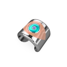 Palmira Mineli Nazar Yüzük - 8 ayar beyaz altın yüzük (Pastel pembe mineli) #ze21lk