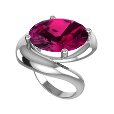 Rodolit garnet 18 ayar beyaz altın yüzük