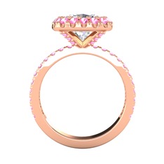 Hale Tektaş Yüzük - Swarovski ve pembe kuvars 14 ayar rose altın yüzük #109hmf5