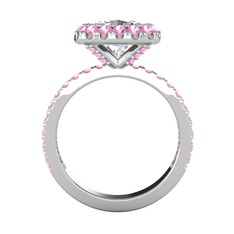 Hale Tektaş Yüzük - Swarovski ve pembe kuvars 8 ayar beyaz altın yüzük #1157xzs