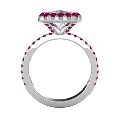 Hale Tektaş Yüzük - Swarovski ve rodolit garnet 18 ayar beyaz altın yüzük #11v7d83