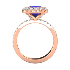 Hale Tektaş Yüzük - Lab safir ve swarovski 14 ayar rose altın yüzük #13gl3t3