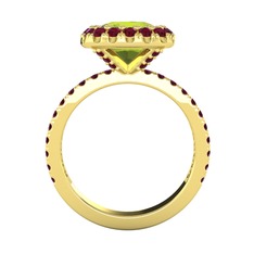 Hale Tektaş Yüzük - Peridot ve kök yakut 8 ayar altın yüzük #13idps1