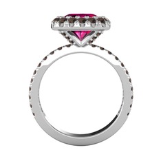 Hale Tektaş Yüzük - Rodolit garnet ve dumanlı kuvars 14 ayar beyaz altın yüzük #13rd89r