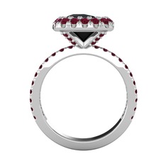 Hale Tektaş Yüzük - Siyah zirkon ve kök yakut 8 ayar beyaz altın yüzük #1451vci