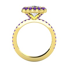 Hale Tektaş Yüzük - Swarovski ve ametist 14 ayar altın yüzük #1459b3u