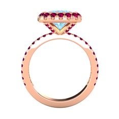 Hale Tektaş Yüzük - Akuamarin ve rodolit garnet 925 ayar rose altın kaplama gümüş yüzük #14t9x66