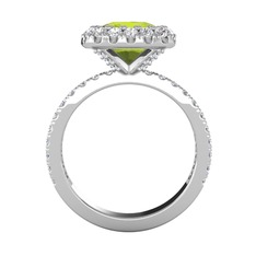 Peridot ve beyaz zirkon 18 ayar beyaz altın yüzük