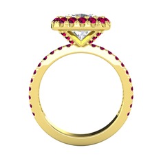 Hale Tektaş Yüzük - Beyaz zirkon ve rodolit garnet 18 ayar altın yüzük #16nzf4f