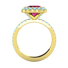 Hale Tektaş Yüzük - Rodolit garnet ve akuamarin 925 ayar altın kaplama gümüş yüzük #170uuyq