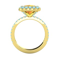 Hale Tektaş Yüzük - Sitrin ve akuamarin 18 ayar altın yüzük #176h9zo