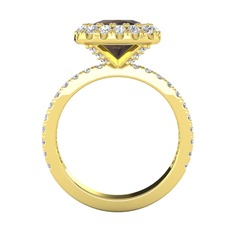 Dumanlı kuvars ve swarovski 14 ayar altın yüzük