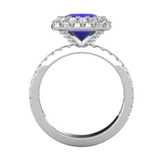 Hale Tektaş Yüzük - Lab safir ve pırlanta 8 ayar beyaz altın yüzük (0.84 karat) #185greo