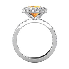 Hale Tektaş Yüzük - Sitrin ve swarovski 14 ayar beyaz altın yüzük #189e7az