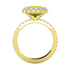 Peridot ve beyaz zirkon 14 ayar altın yüzük