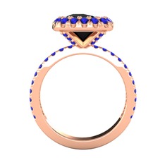 Hale Tektaş Yüzük - Siyah zirkon ve lab safir 925 ayar rose altın kaplama gümüş yüzük #18pmkex